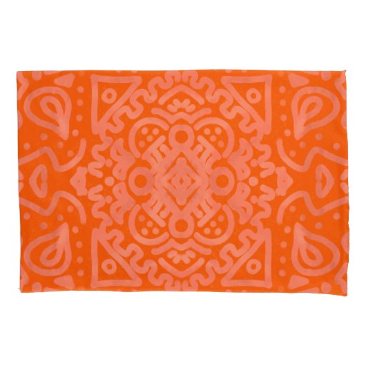 Orange-Boho-Muster Kissenbezug (Vorderseite)