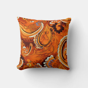 Orange Boho Paisley Seamless Pattern Kissen