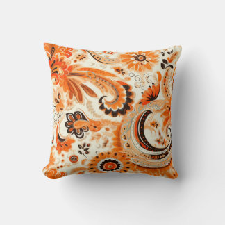 Orange Boho Paisley Seamless Pattern Kissen