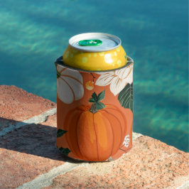 Orange Boho Pumpkin Autumn Floral Pattern Dosenkühler