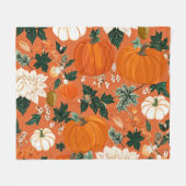 Orange Boho Pumpkin Autumn Floral Pattern Fleecedecke (Vorderseite (Horizontal))