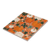 Orange Boho Pumpkin Autumn Floral Pattern Fliese (Seite)