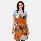 Orange Boho Pumpkin Autumn Floral Pattern Schürze (Getragen)