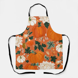 Orange Boho Pumpkin Autumn Floral Pattern Schürze