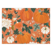 Orange Boho Pumpkin Autumn Floral Pattern Tischdecke (Vorderseite (Horizontal))
