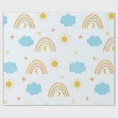 Orange Boho Regenbogen mit Sonne und Wolken Geschenkpapier (Flach)