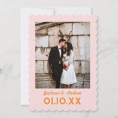 Orange Boho Retro 70er Disco Wedding Einladung (Rückseite)