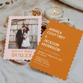 Orange Boho Retro 70er Disco Wedding Einladung