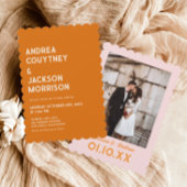 Orange Boho Retro 70er Disco Wedding Einladung