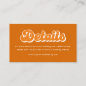 Orange Boho Retro 70er Wedding Details Qr Code Begleitkarte (Vorderseite)