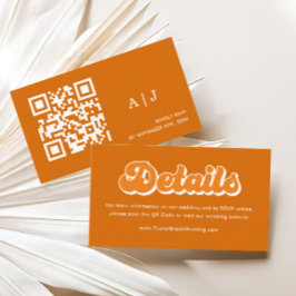 Orange Boho Retro 70er Wedding Details Qr Code Begleitkarte