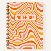 Orange Boho Retro Abstrakte Wavy Lines Notizblock (Vorderseite)
