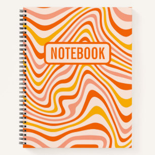 Orange Boho Retro Abstrakte Wavy Lines Notizblock