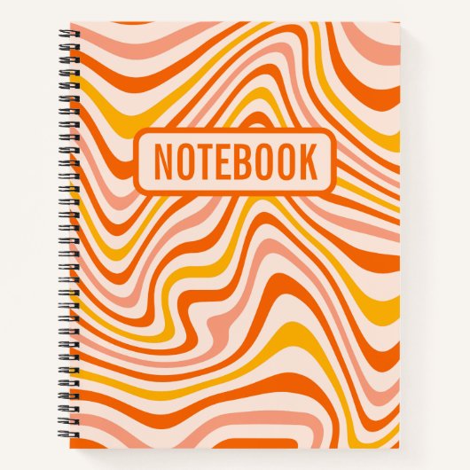 Orange Boho Retro Abstrakte Wavy Lines Notizblock (Vorderseite)