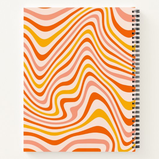 Orange Boho Retro Abstrakte Wavy Lines Notizblock (Rückseite)