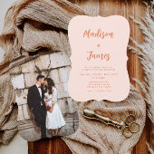 Orange Boho Retro Foto Wedding Einladung