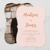 Orange Boho Retro Foto Wedding Einladung (Vorne/Hinten)