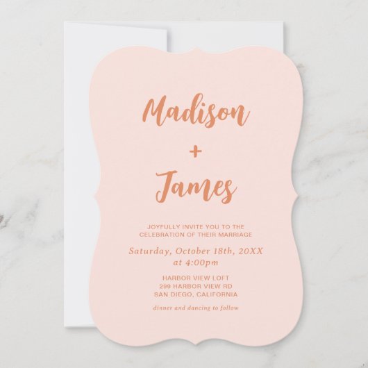 Orange Boho Retro Foto Wedding Einladung (Vorderseite)