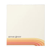 Orange Boho Retro Streifen Notizblock (Vorderseite)