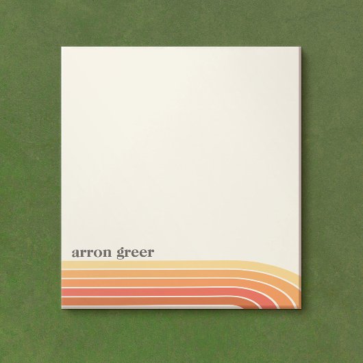 Orange Boho Retro Streifen Notizblock