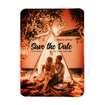 orange boho Save-the-Date QR Code mit Webseitennam