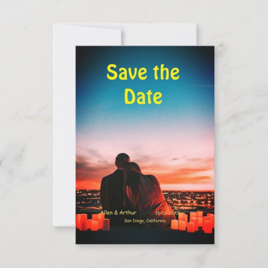 orange boho Save the Date QR Website-Namen phot hi (Vorderseite)