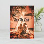 orange boho Save the Date QR Website-Namen phot hi (Stehend Vorderseite)