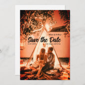 orange boho Save the Date QR Website-Namen phot hi (Vorne/Hinten)