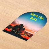 orange boho Save the Date QR Website-Namen phot hi Acryleinladungen (Ablage )