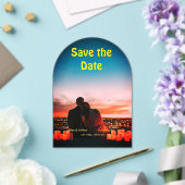 orange boho Save the Date QR Website-Namen phot hi Acryleinladungen (Insitu (Hochzeit))