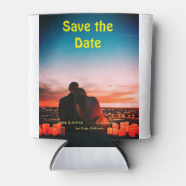 orange boho Save the Date QR Website-Namen phot hi Dosenkühler