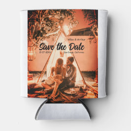 orange boho Save the Date QR Website-Namen phot hi Dosenkühler