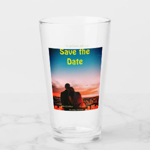 orange boho Save the Date QR Website-Namen phot hi Glas