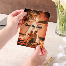 orange boho Save the Date QR Website-Namen phot hi Pergament Einladungen