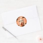 orange boho Save the Date QR Website-Namen phot hi Runder Aufkleber (Umschlag)