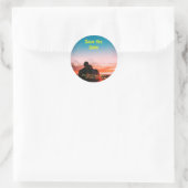 orange boho Save the Date QR Website-Namen phot hi Runder Aufkleber (Tasche)