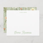 Orange Boho Spring Wildblume Pattern Script Mitteilungskarte (Vorne/Hinten)