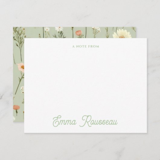 Orange Boho Spring Wildblume Pattern Script Mitteilungskarte (Vorne/Hinten)