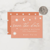 Orange Boho Starry Wedding Save the Date Card Mitteilungskarte (Vorderseite/Rückseite Beispiel)