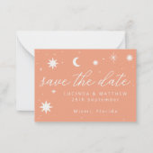 Orange Boho Starry Wedding Save the Date Card Mitteilungskarte (Vorderseite)