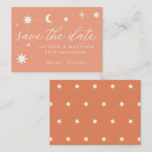 Orange Boho Starry Wedding Save the Date Card Mitteilungskarte