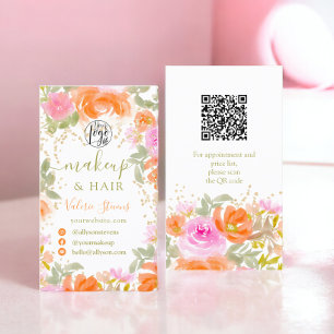 Orange Boho wilde Blume Aquarellhaare Visitenkarte