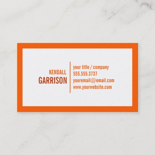 Orange Bold Border Business Card Visitenkarte (Vorderseite)