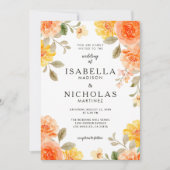 Orange Bold Bright Color Floral Wedding Einladung (Vorderseite)