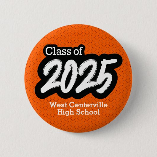 Orange Bold Brush Class of 2025 Button (Vorderseite)