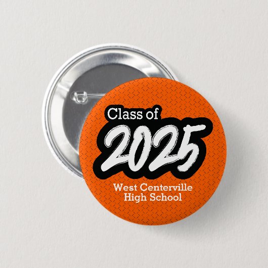 Orange Bold Brush Class of 2025 Button (Vorne & Hinten)