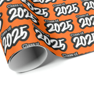 Orange Bold Brush Class of 2025 Wrapping Paper Geschenkpapier