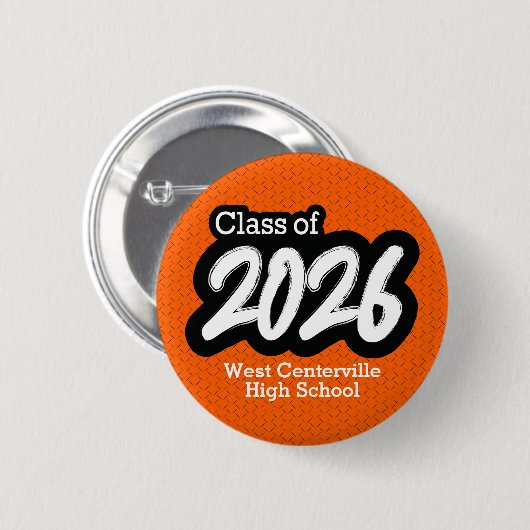Orange Bold Brush Class of 2026 Button (Vorne & Hinten)