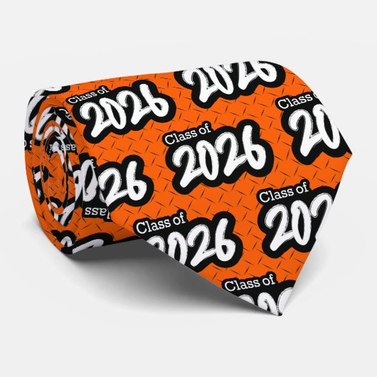 Orange Bold Brush Class of 2026 Neck Tie Krawatte (Gerollt)