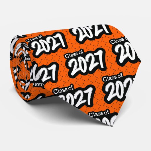 Orange Bold Brush Class of 2027 Neck Tie Krawatte (Gerollt)